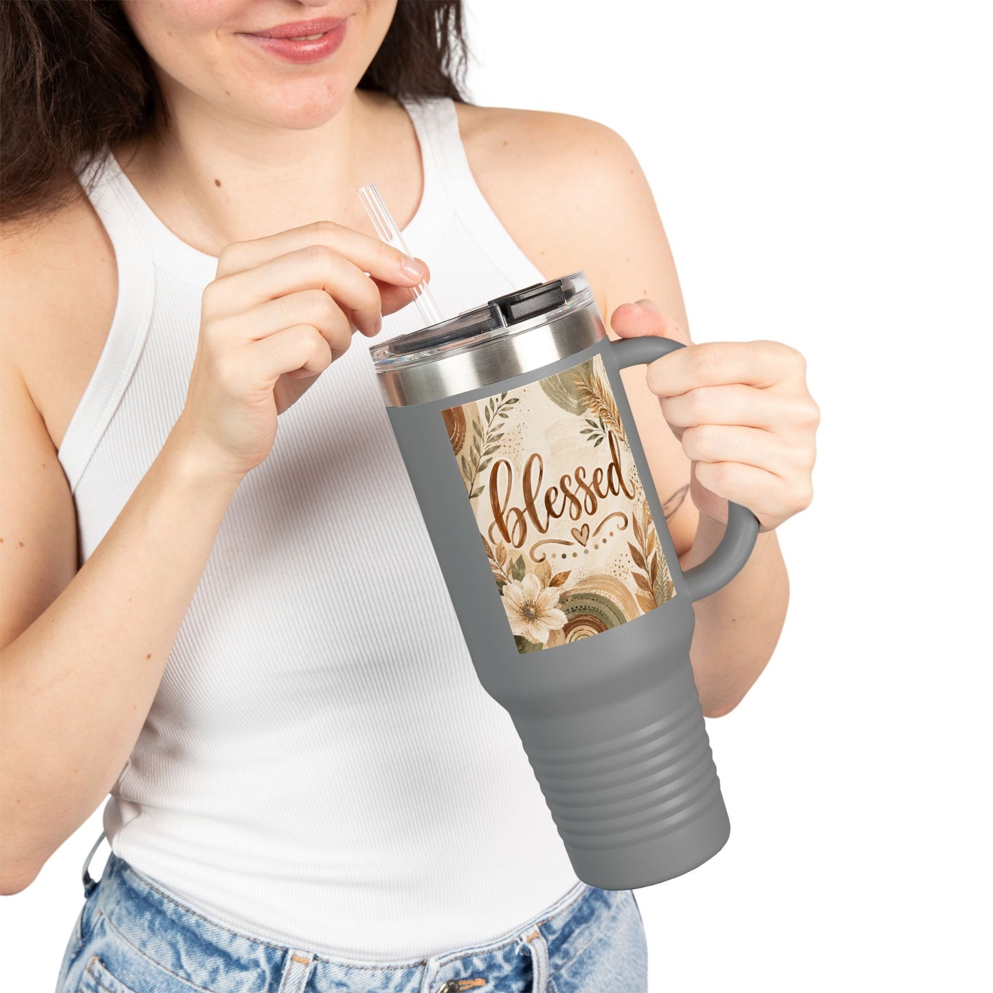 Blessed Floral Travel Mug – 40oz Insulated Tumbler