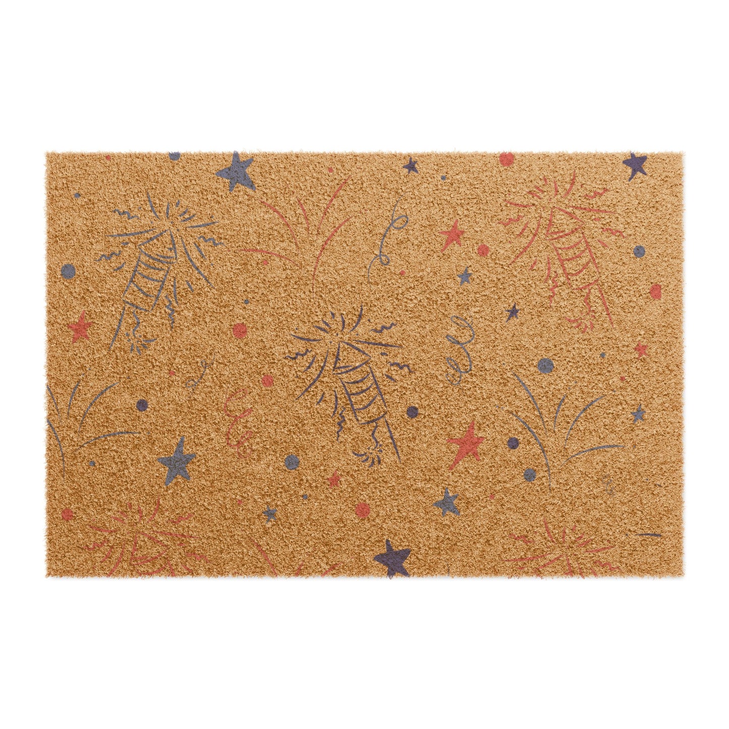 Patriotic Fireworks Doormat — Red White Blue Star Welcome Mat