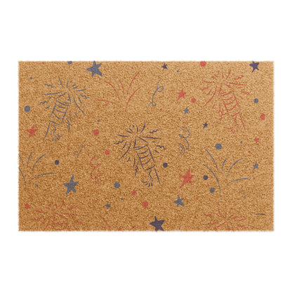 Patriotic Fireworks Doormat — Red White Blue Star Welcome Mat